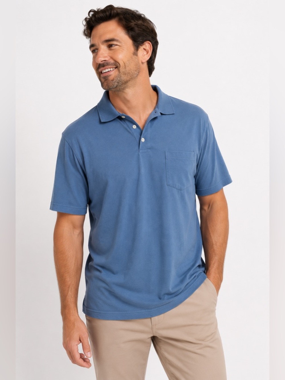 Size medium men’s polo, shirt, blue